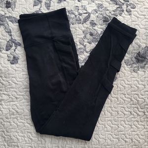 Athleta Black Criss Cross Back Lattice Leggings Size S